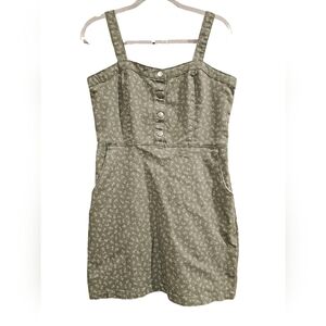 NO Boundries Green Floral Boho overall Mini Dress